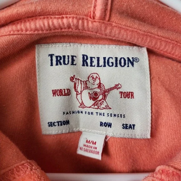 True Religion Velour Jacket Womens Medium Zip Hooded Cropped Crystal Rhinestones - Picture 2 of 9